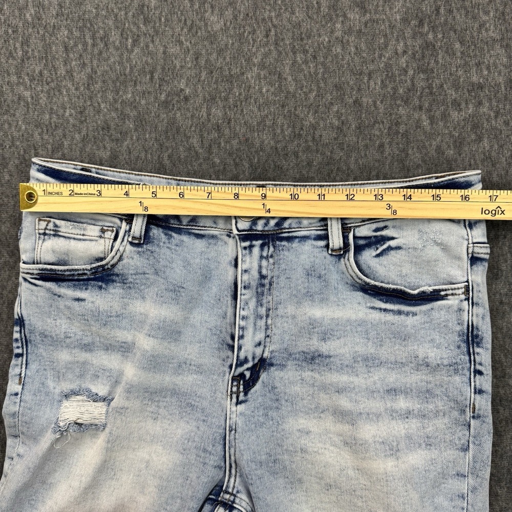 Flying Monkey Straight Leg Women 31 Light Acid Wash Patchwork Distressed Jean - Picture 9 of 9